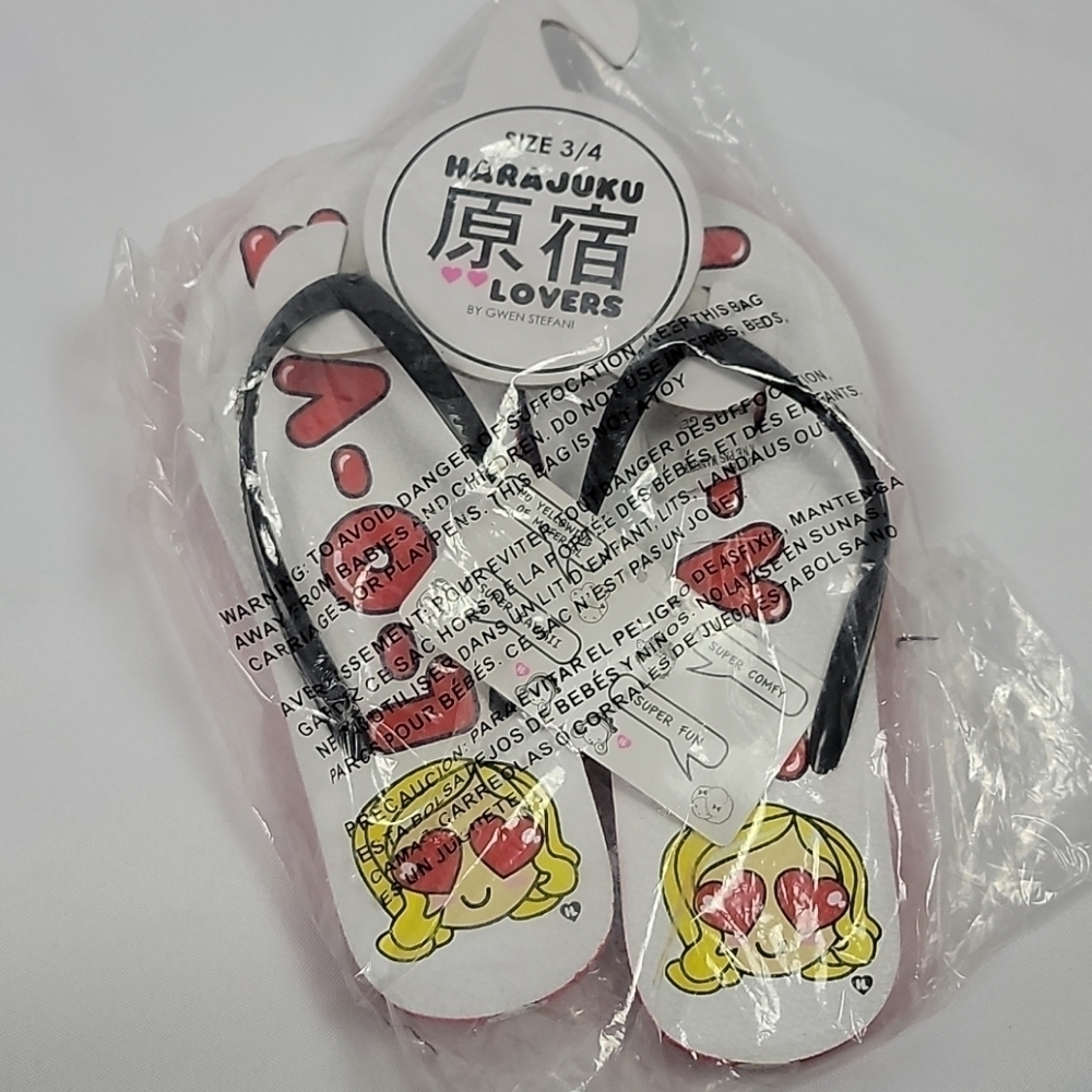 Harajuku lovers Gwen Stefani Love flip flops Red White 3 / 4 - Picture 2 of 4